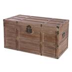 Wooden Rectangular Lined Rustic Storage Trunk with Latch, Large