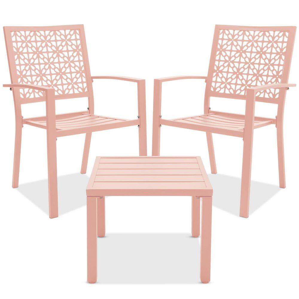 Best Choice Products Peach 3-Piece Metal Outdoor Patio Bistro Set