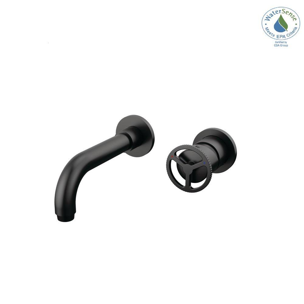 Matte Black Modern Wall Mounted Brass Bathroom Faucet