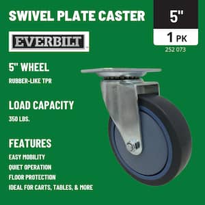 5 in. Gray Rubber Like TPR and Steel Swivel Plate Caster with 350 lb. Load Rating