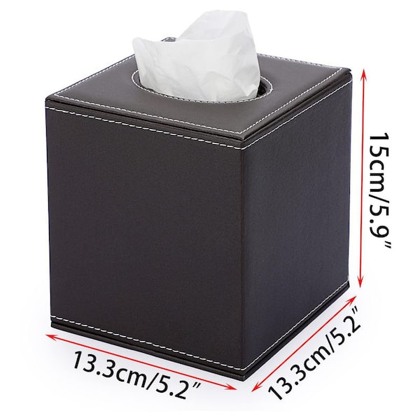Numhew Square Leather Tissue Box Cover with Magnetic Bottom in