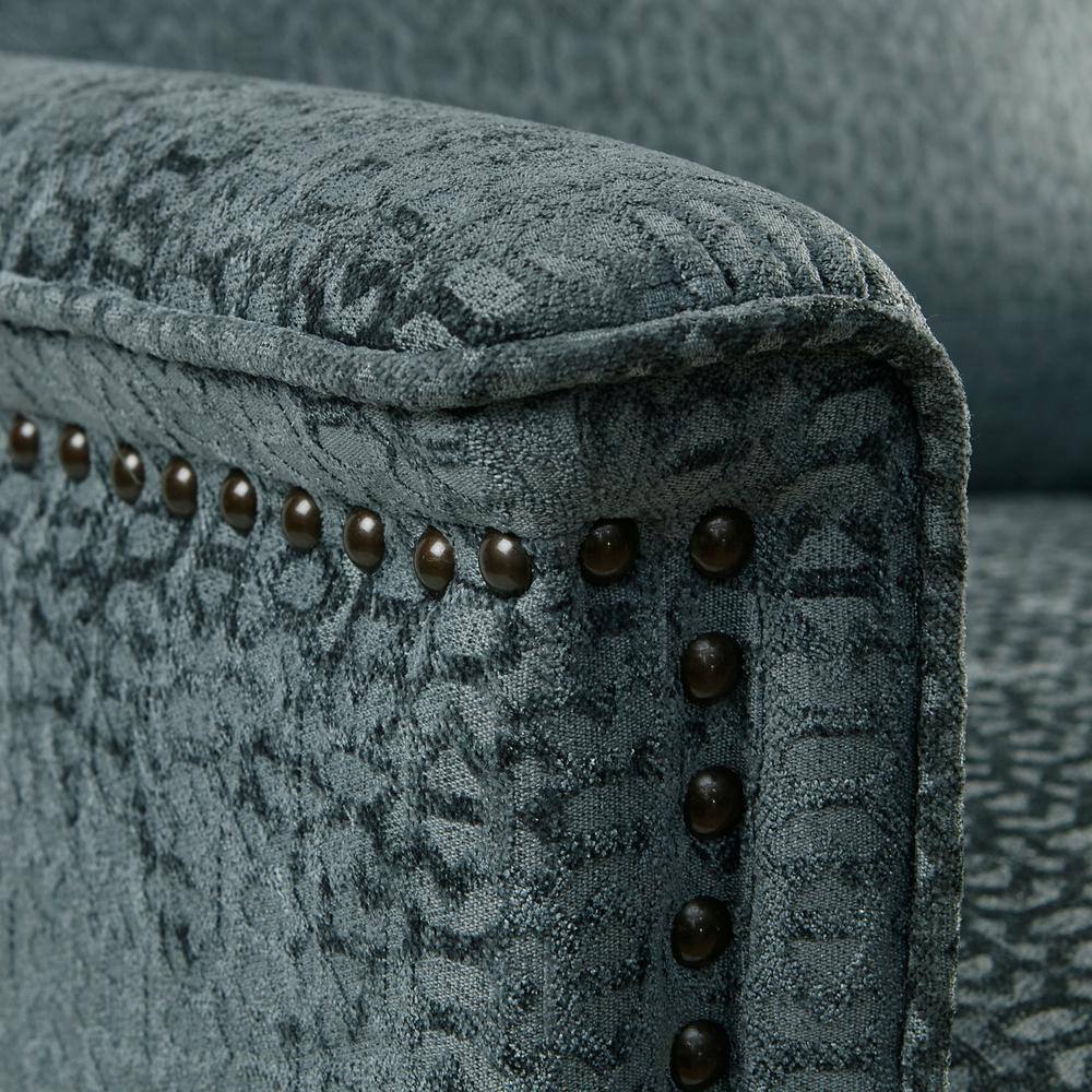 Elegant Gray Velvet Push Back Recliner with Bronze Nailhead Trim
