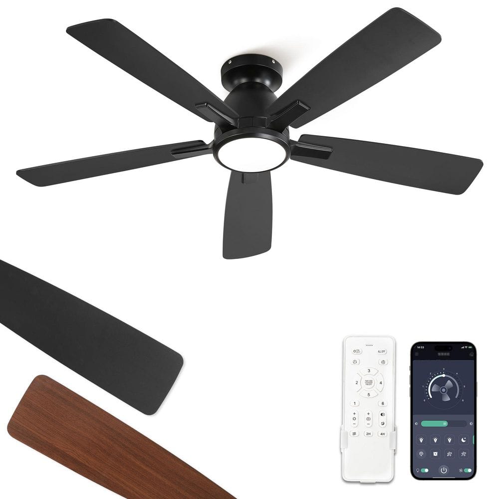 42 in. Indoor Black Indoor/Outdoor Ceiling Fan with Light Kit 3-Colors LED 6-Speed Remote Control Standard Living Room price history on PriceWatchPro