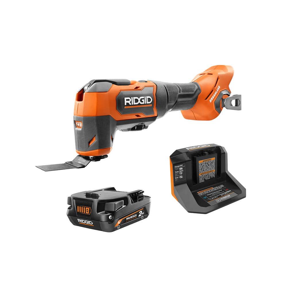 RIDGID 18V Brushless Cordless Oscillating Multi-Tool Kit with 2.0 Ah MAX  Output Battery and 18V Charger R86240KN The Home Depot