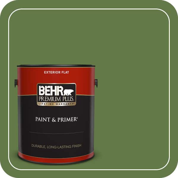 BEHR PREMIUM PLUS 1 gal. #M370-7 Mown Grass Flat Exterior Paint & Primer