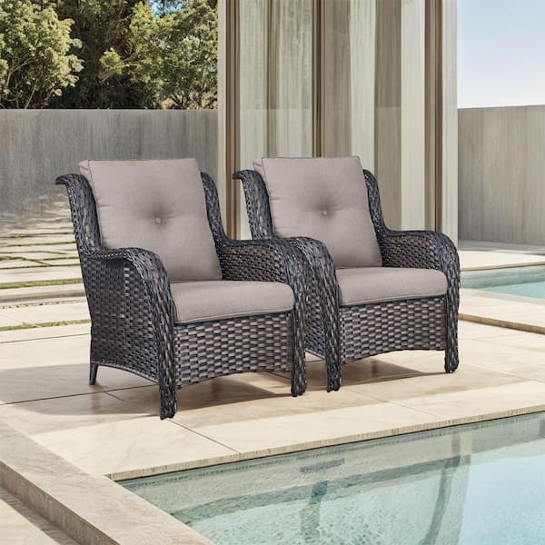 XIZZI Ethereal Gray Wicker Outdoor Patio Stationary Lounge Chair