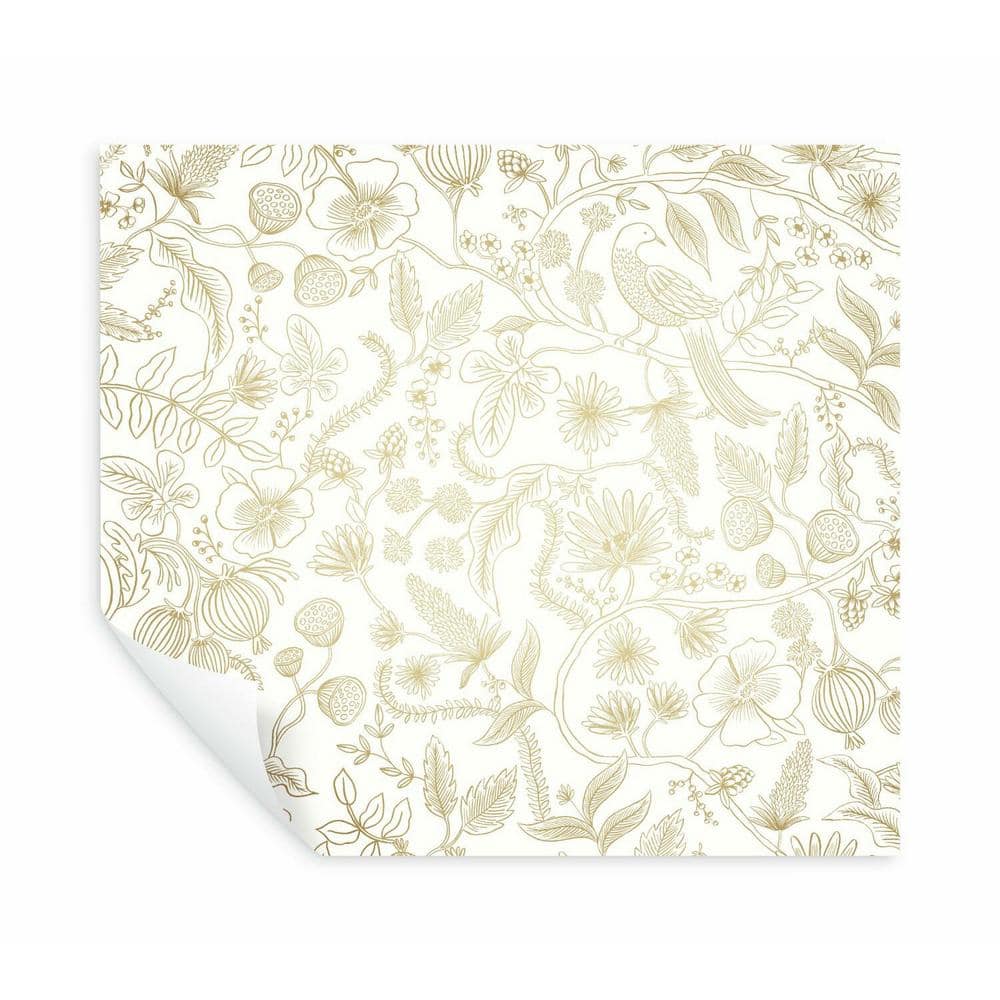 Aviary Off White and Gold Peel and Stick Wallpaper
