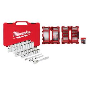 1/4 in. Drive SAE/Metric Ratchet and Socket Mechanics Tool Set with SHOCKWAVE Impact Screw Driver Bit Set (149-Piece)