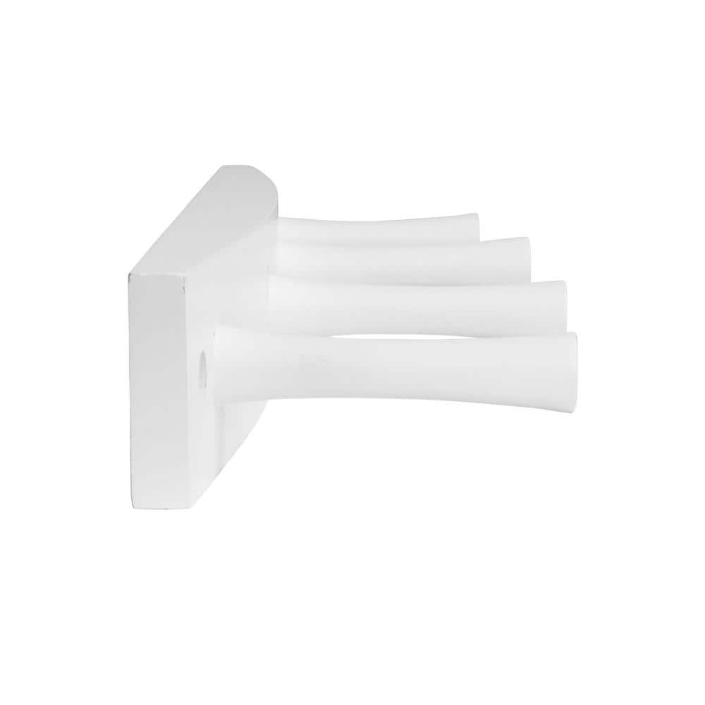 White Wall-Mounted 4 Peg Wood Rack for Entryway