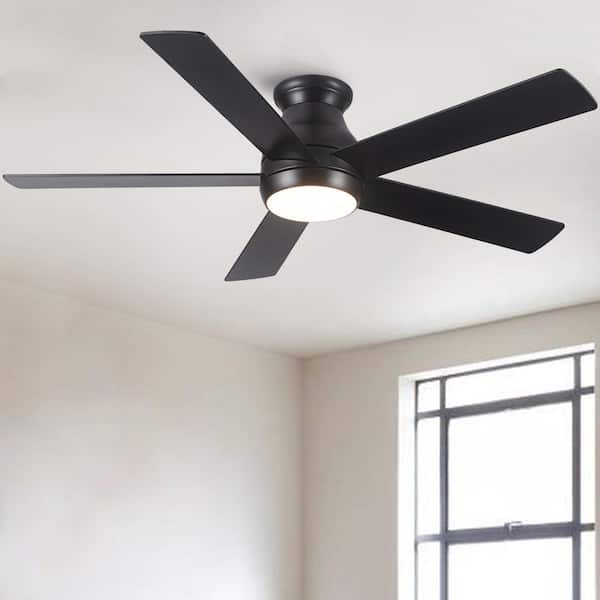 Sevenine Topsky 52 in. Indoor Matte Black Low Profile Standard Ceiling Fan with Light and Dual-Finish Blades