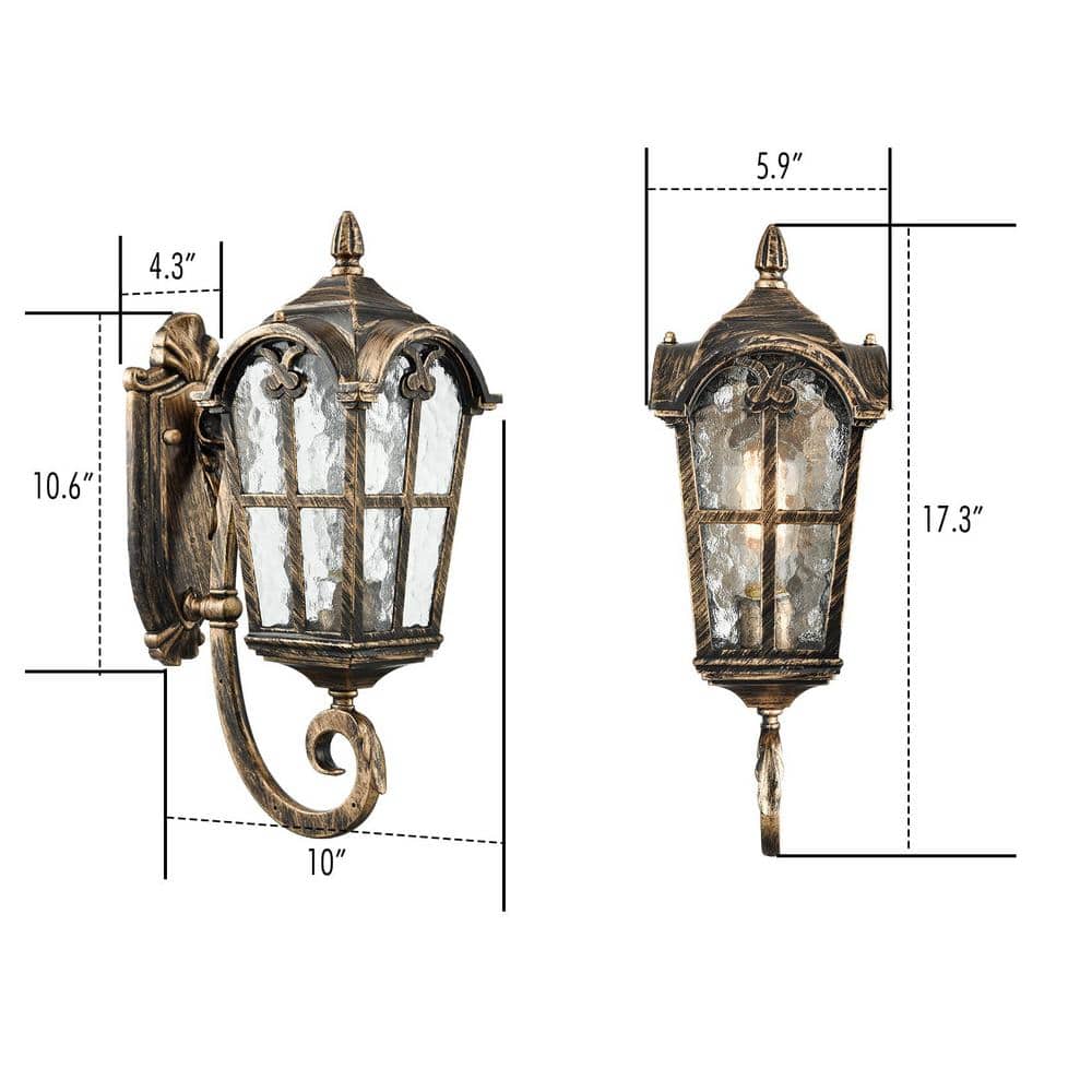 Antique Brass and Bronze Outdoor Lantern Wall Sconce