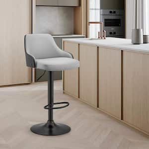 Asher 23-33 in. H Black Adjustable Height Grey Faux Leather and Bar Stool