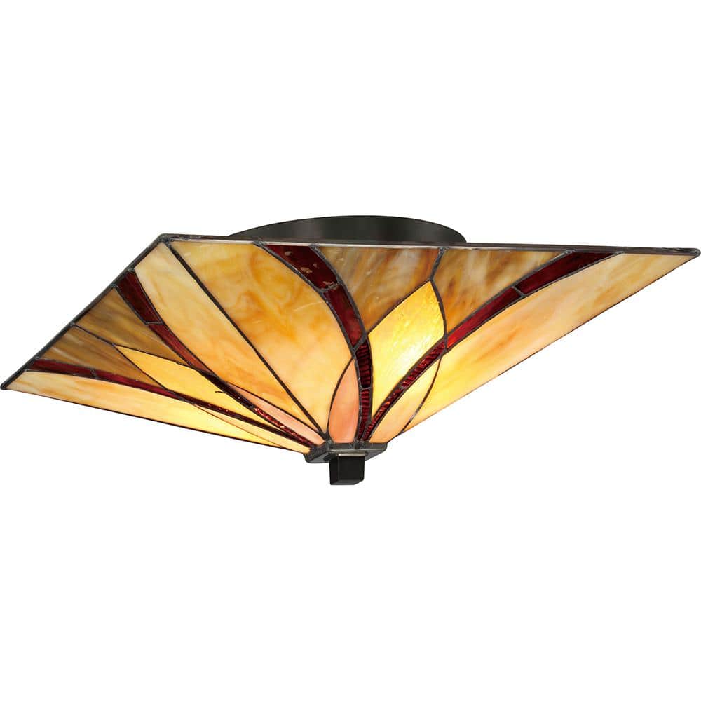 Valiant Bronze Tiffany Glass Flush Mount Ceiling Light