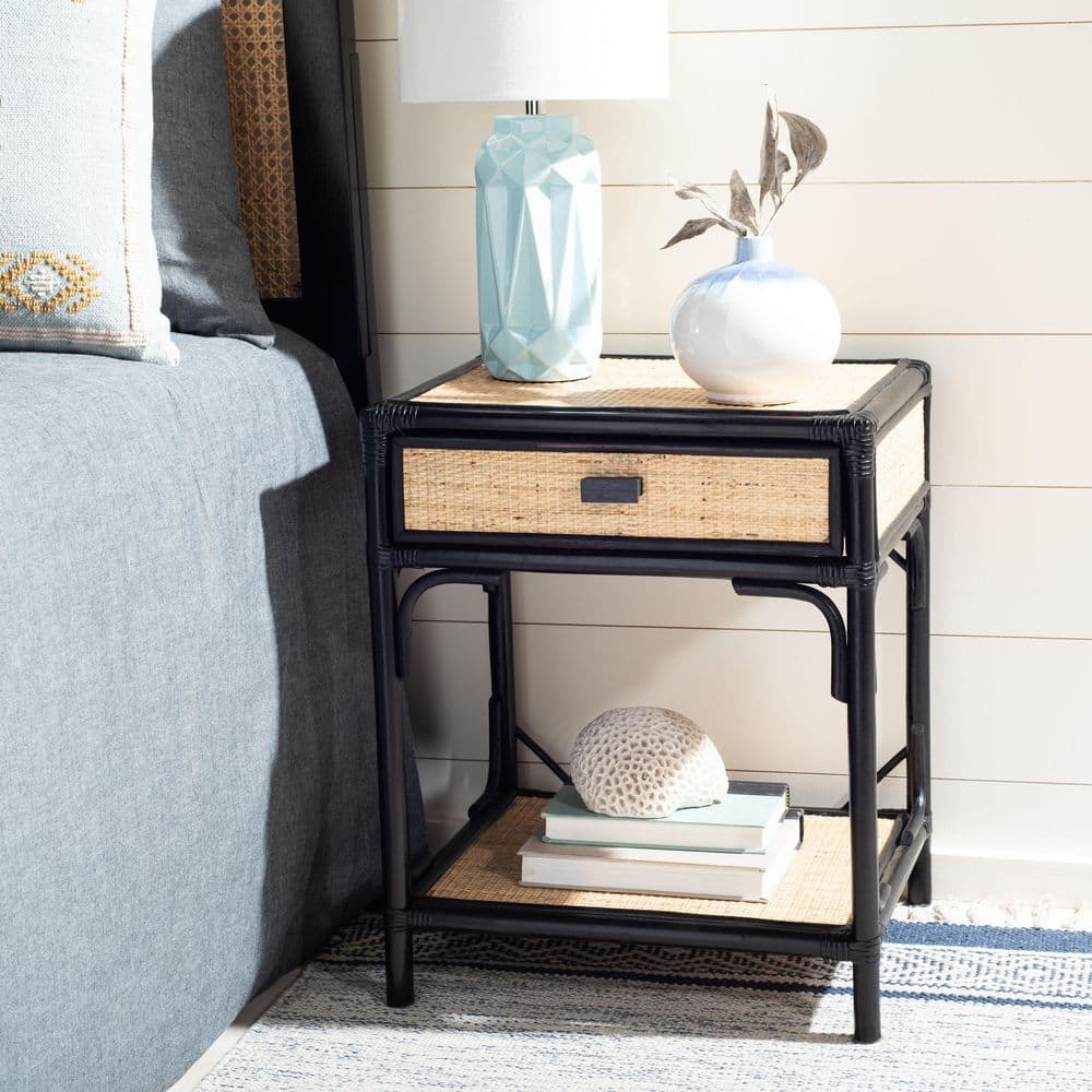 Roya Black/Natural 1-Drawer Nightstand