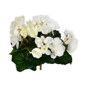 9.5 in. White Artificial Begonia Other Floral Arrangement