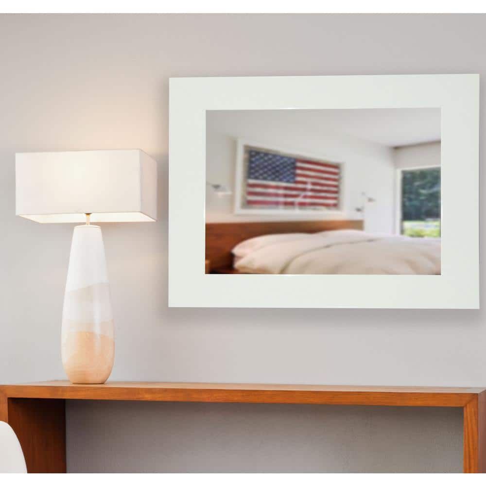 Medium Rectangle White Modern Mirror (38 in. H x 32 in. W)