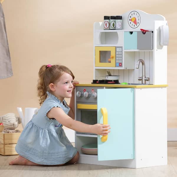 Green Yellow Teamson Kids Little Chef Florence Classic Play Kitchen White 