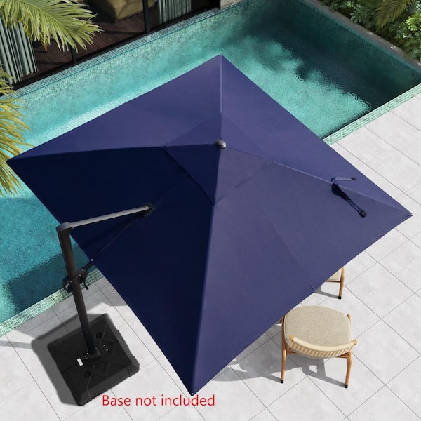 Pellebant 10 ft. x 10 ft. Aluminum Heavy-Duty 360° Rotation Cantilever Adjustable Tilt Patio Umbrella in Navy Blue