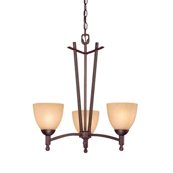 Millennium Lighting 3-Light Rubbed Bronze Chandelier with Florentine Scavo Glass