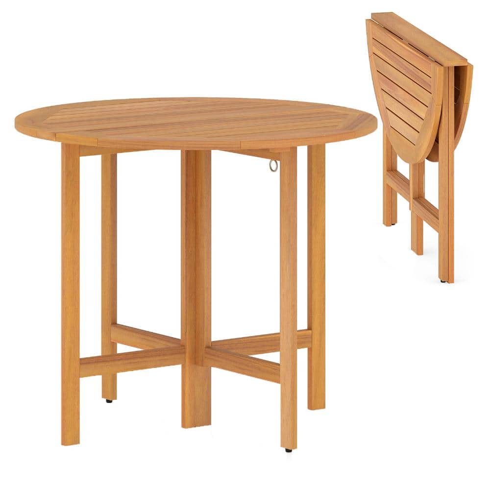 36 in. Round Folding Outdoor Dining Table with Slatted Acacia Wood Top price history on PriceWatchPro