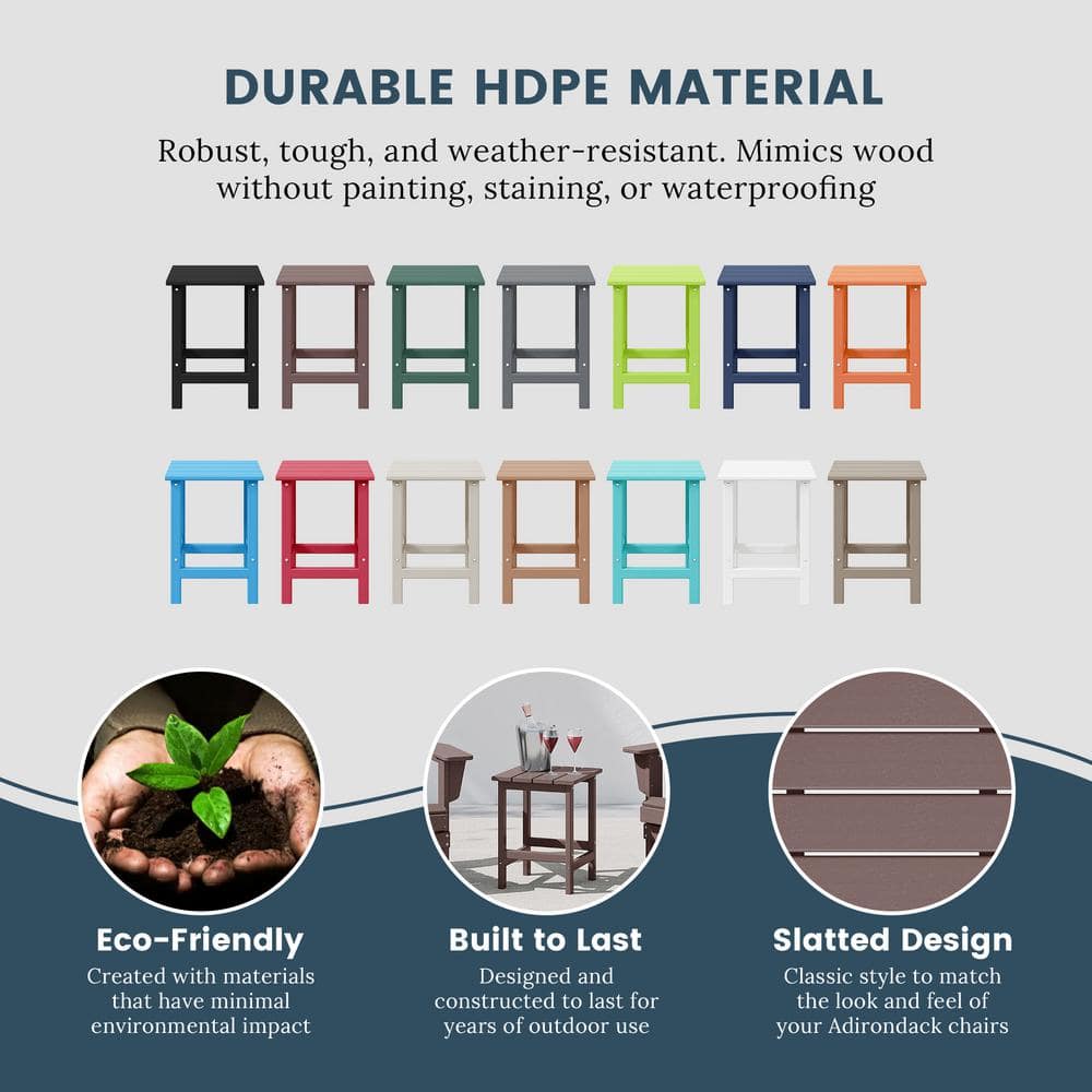 Dark Brown HDPE All-Weather Outdoor Patio Side Table