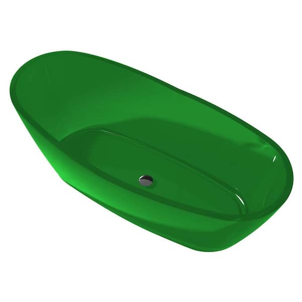 ANZZI Ember 5.4 ft. Man-Made Stone Center Drain Freestanding Flatbottom Non-Whirlpool Bathtub in Emerald Green