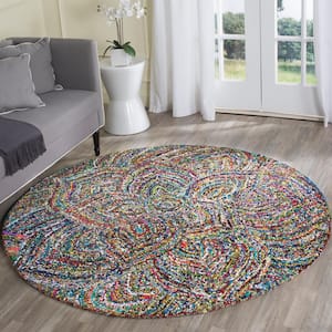 Nantucket Multi 6 ft. x 6 ft. Round Floral Abstract Area Rug
