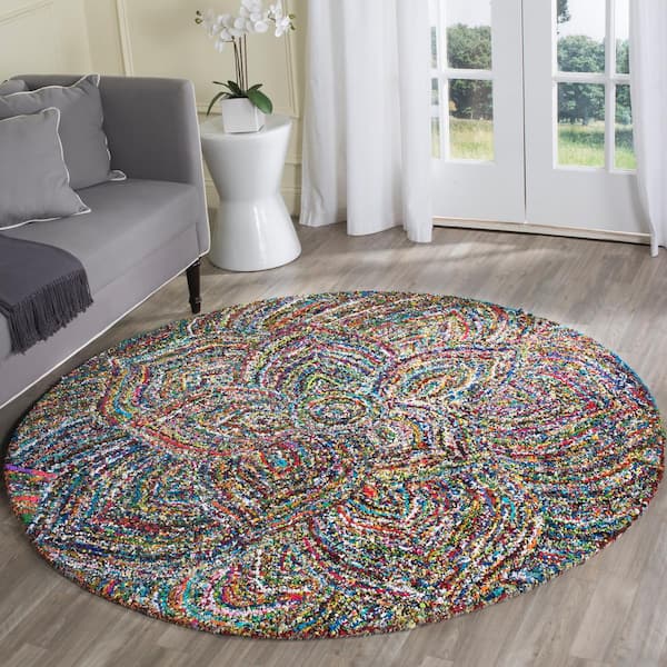 Nantucket Multi 6 ft. x 6 ft. Round Floral Abstract Area Rug