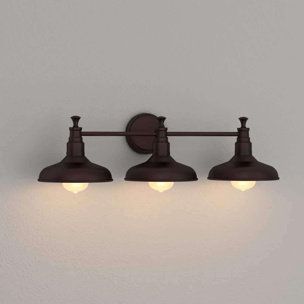 Kimball Textured Coffee Bronze 3-Light Industrial Vanity Light