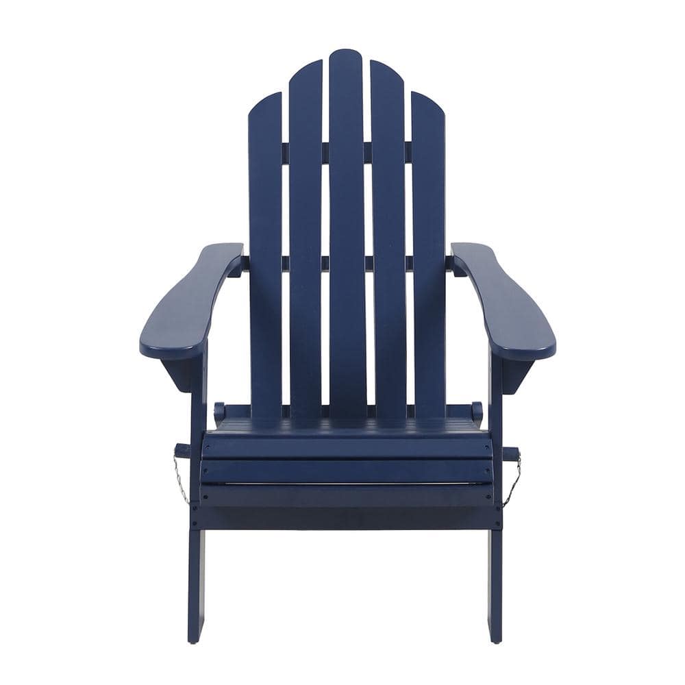 Harlee Mid-Century Blue Foldable Acacia Wood Adirondack Chair