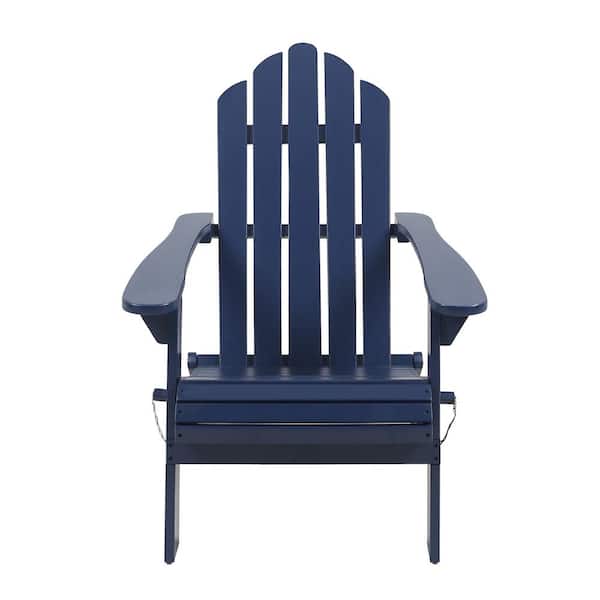Hollywood Blue Folding Wood Outdoor Patio Adirondack Chair