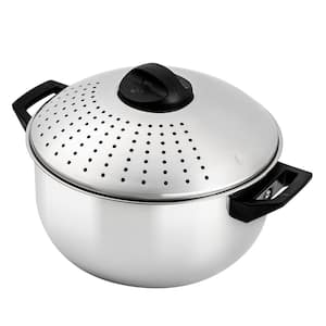 4.8 qt. Silver Stovetop Stainless Steel Pasta Pot with Strainer Lid with Turn-and-Lock Feature and Cool-Touch Handles