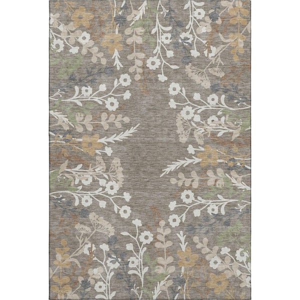 Mayfield Premium Machine Washable Abstract AMF2334 Taupe 10 ft. x 14 ft. Area Rug
