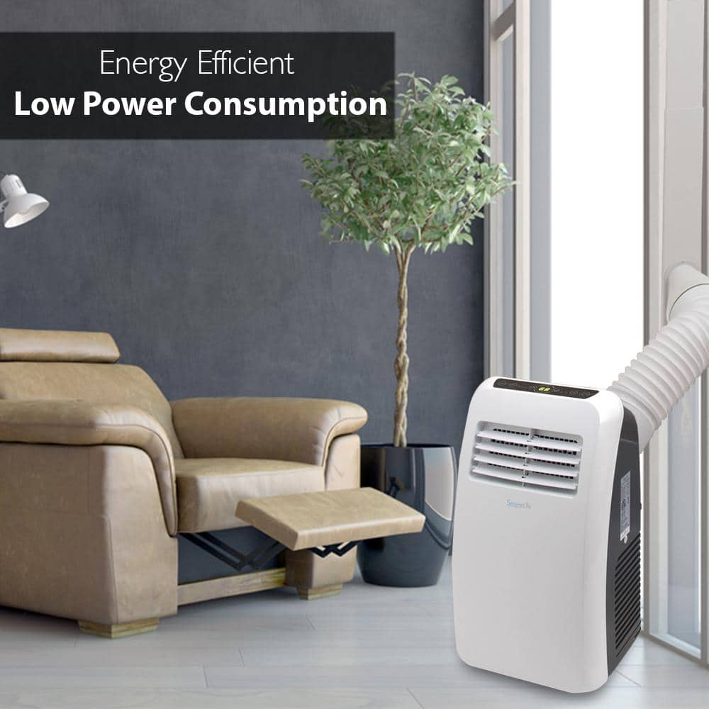 SereneLife 8,000 BTU White and Black Portable Air Conditioner with Remote