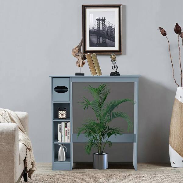 Costway 30 In W X 32 H 8 D Gray Wood Over The Toilet Storage Cabinet Bathroom Space Saver With Paper Holder Hw63338gr Costway 30 In W X 32 H 8 D, Over The Toilet Console Table