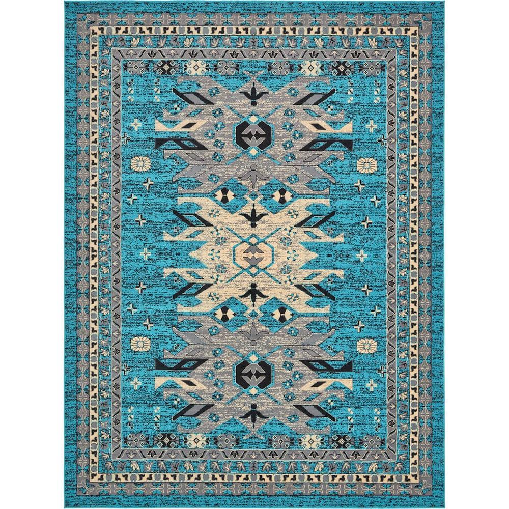 Taftan Oasis Turquoise 9' 0 x 12' 0 Area Rug -  Unique Loom, 3134457