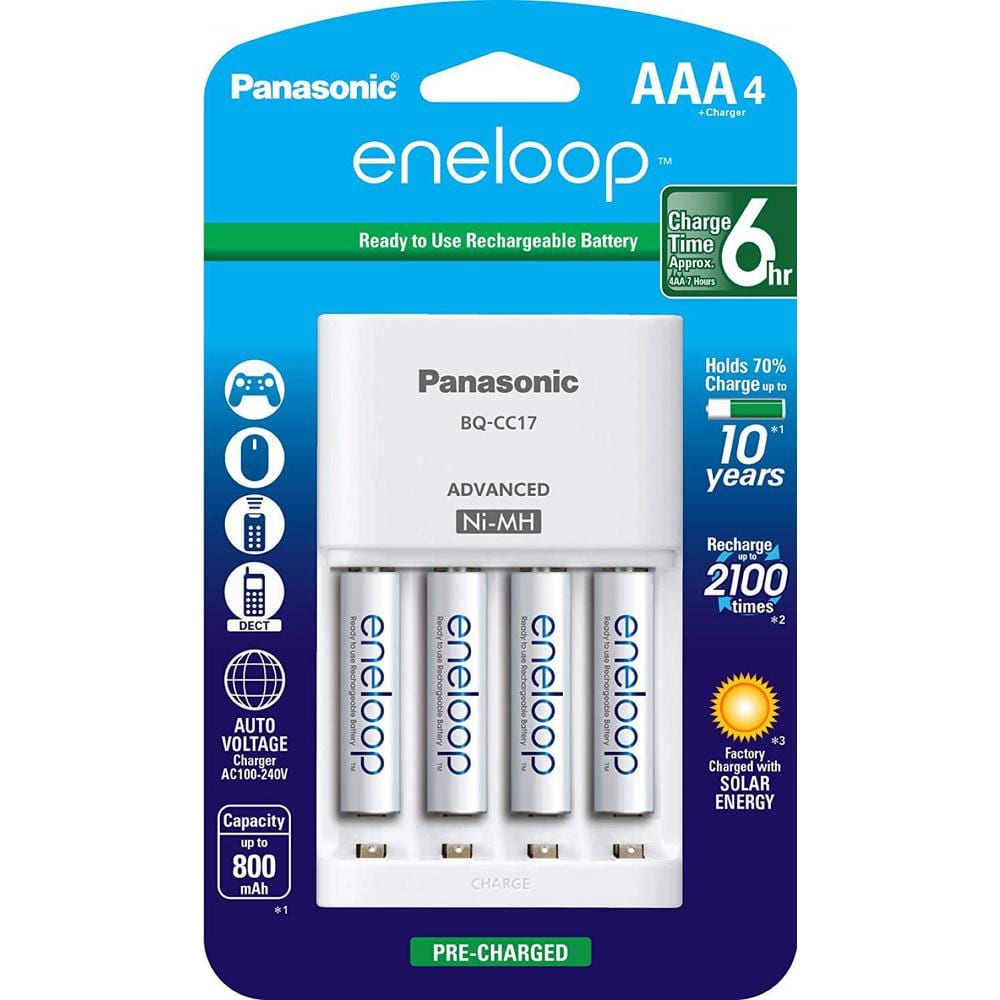 Panasonic eneloop Advanced Individual Cell Battery Charger Pack with 4 AAA  eneloop 2100 Cycle Rechargeable Batteries Included PKKJ17M3A4BA - The Home  Depot