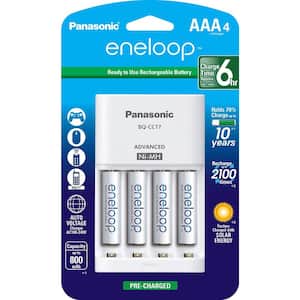 eneloop Advanced Individual Cell Battery Charger Pack with 4 AAA eneloop 2100 Cycle Rechargeable Batteries Included
