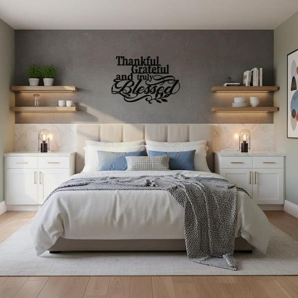 9.32 in. x 14 in. black Thankful Grateful Blessed Sign Wall Decor