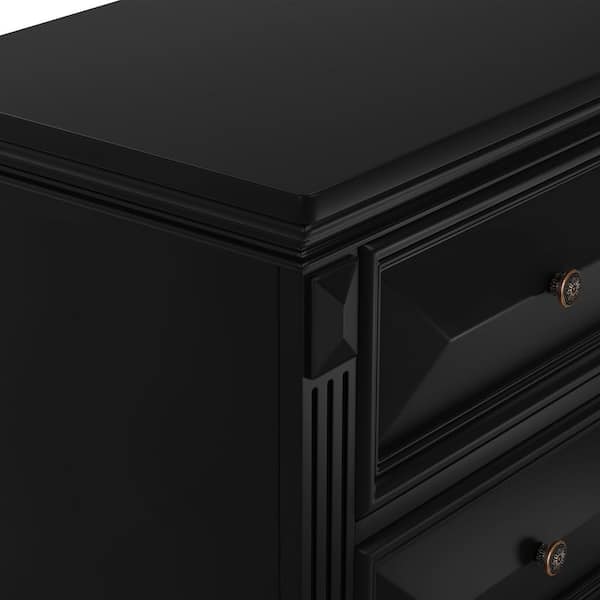 OrangeOne Black 2-Drawers Storage 28.2 in. W Nightstand Bedside