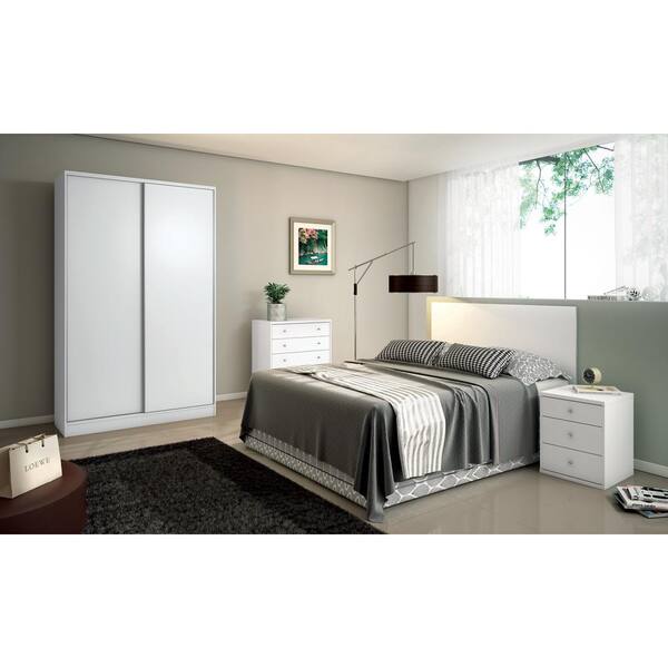Manhattan Comfort Chelsea 2.0 - 70.07 in. W White He/ She Armoire with 6 Drawers and 2 Sliding Doors