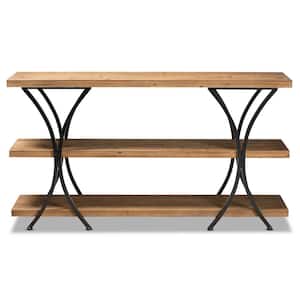 Terrell 59.8 in. Natural Brown and Black Rectangle Wood Console Table