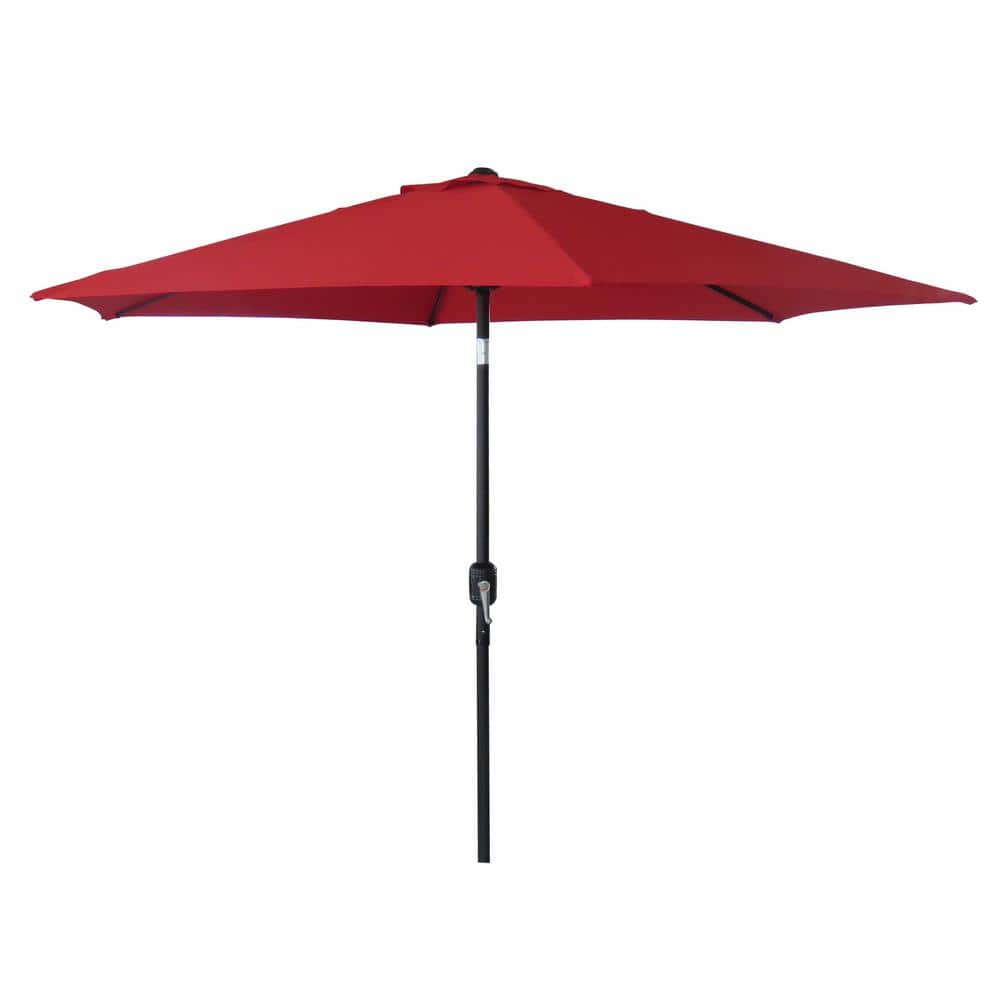 Clihome 9 ft. Steel Market Outdoor Tilt Patio Umbrella in Red HSBLW112