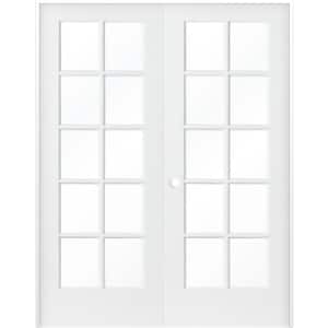56 in. x 80 in. Craftsman Shaker 10-Lite Right Handed MDF Solid Core Double Prehung French Door