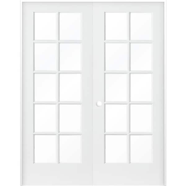 60 in. x 80 in. Craftsman Shaker 10-Lite Right Handed MDF Solid Core Double Prehung French Door