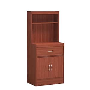 54 in. Cherry Tall Open Shelves 1-Drawer and Bottom Enclosed Storage Kitchen Cabinet