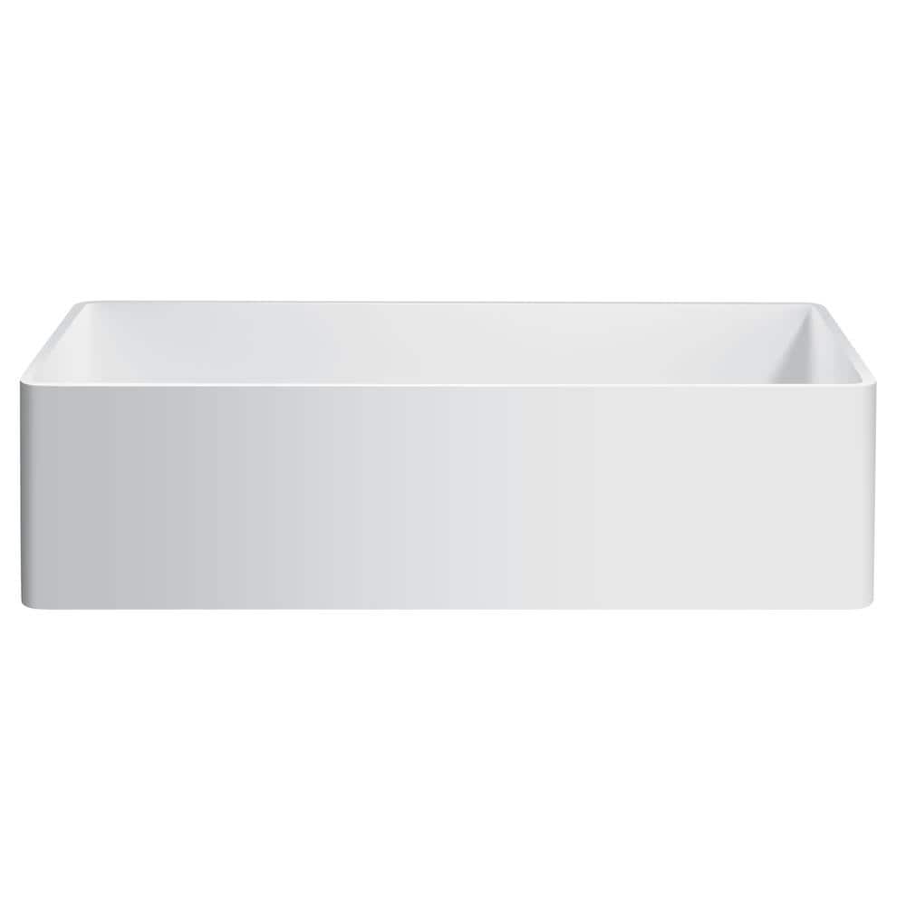White Stone Farmhouse Apron Front Single Bowl Kitchen Sink