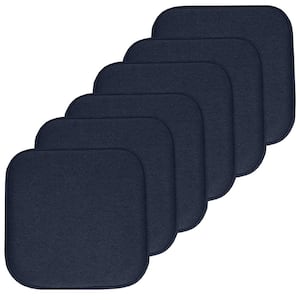 Charlotte Jacquard Square Memory Foam 16 in.x16 in. Non-Slip Back, Chair Cushion (6-Pack), Navy