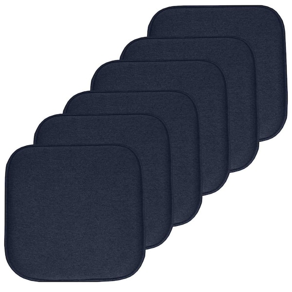 Sweet Home Collection Charlotte Jacquard Square Memory Foam 16 in.x16 in. Non-Slip Back, Chair Cushion (6-Pack), Navy