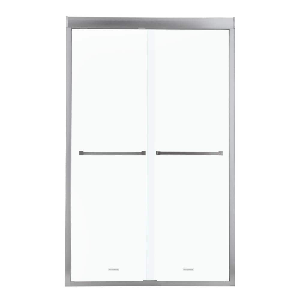 48" Brushed Nickel Semi-Frameless Sliding Shower Door with Clear Glass